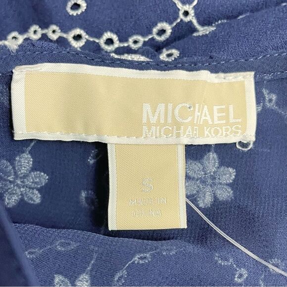 NWT Michael Kors Navy & White Floral Embroidered Halter Dress Size Small NEW - Picture 8 of 14
